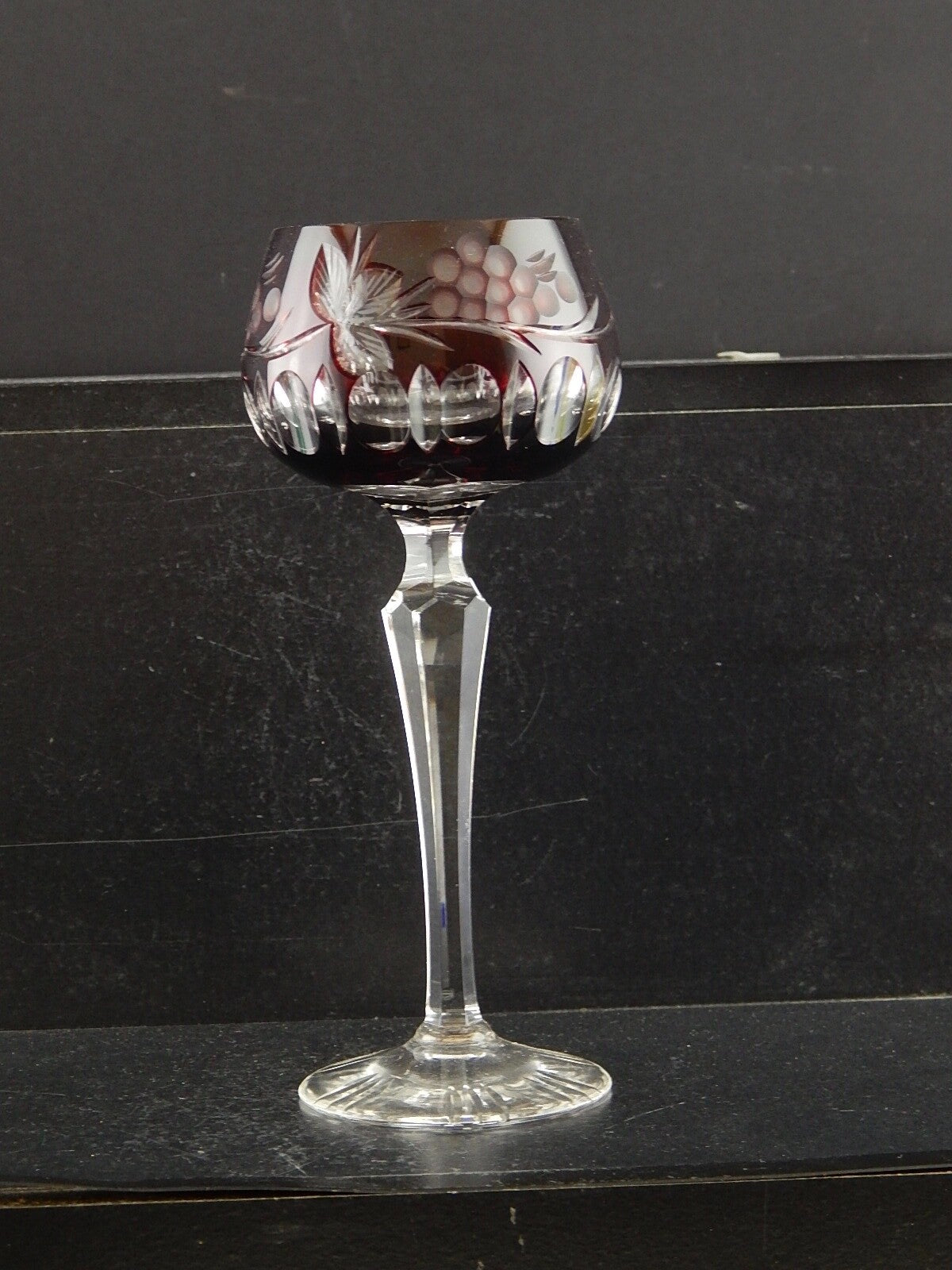 PREZIOSO VINTAGE BICCHIERE CALICE CRISTALLO BOEMIA MOLATO