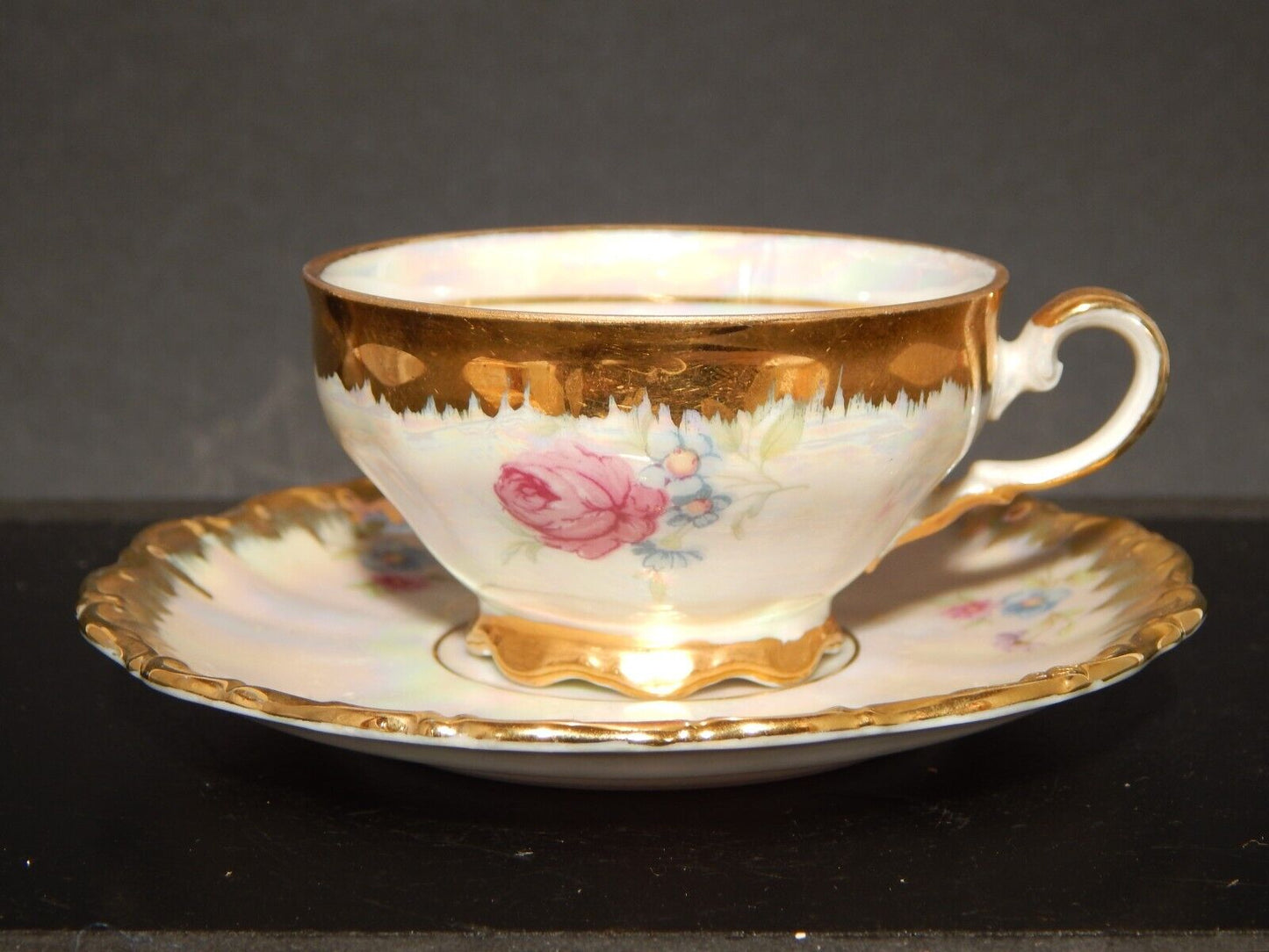 ANTICA TAZZINA CAFFE' PORCELLANA DECORO LUSTRO BAVARIA SELTMANN THERESIA DIFETTO