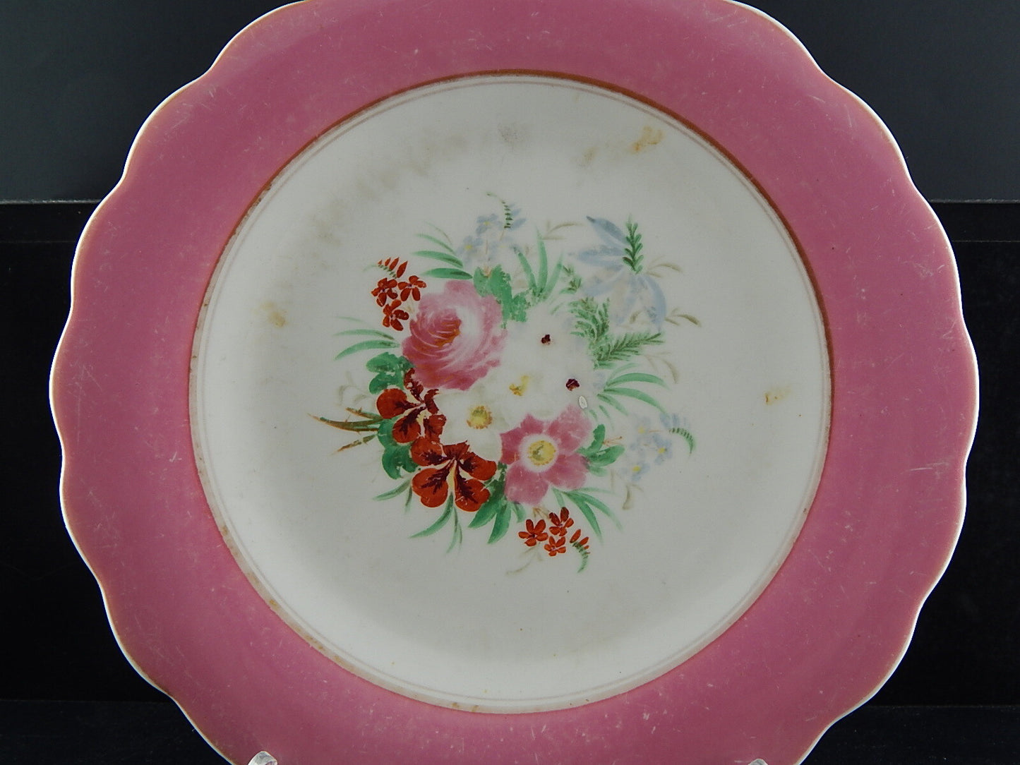 ANTICO PREZIOSO RARO PIATTO PORCELLANA EPOCA LUIGI FILIPPO VECCHIO PARIGI #524