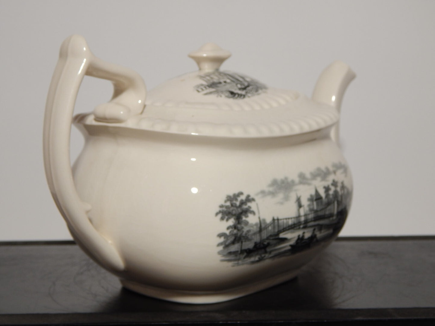 ANTICA RARA TEIERA INGLESE SEMI PORCELLANA COPELAND SPODE PAESAGGIO MARINO