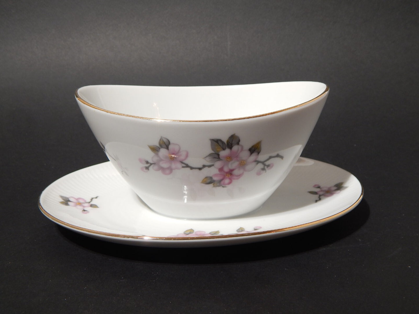 VINTAGE SALSIERA PORCELLANA SELTMANN WEIDEN BAVARIA FIORI DI PESCO