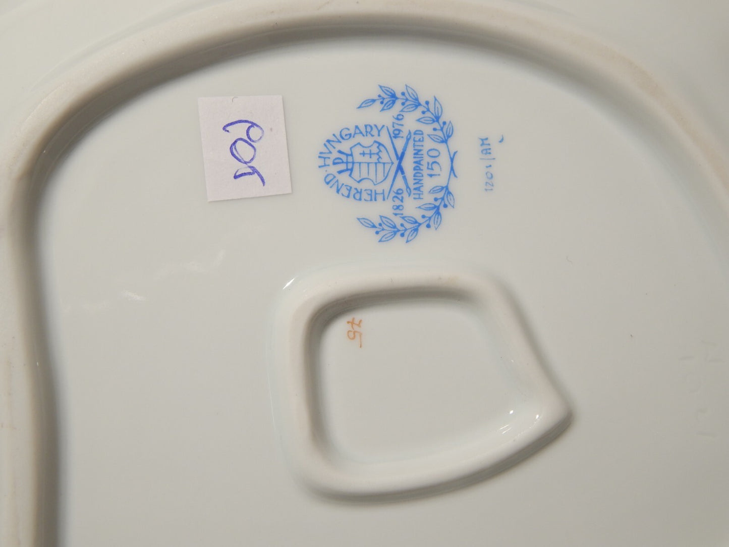 PREZIOSA PORCELLANA HEREND PIATTO A FOGLIA APPONYI CHINESE BOUQUET RUGGINE