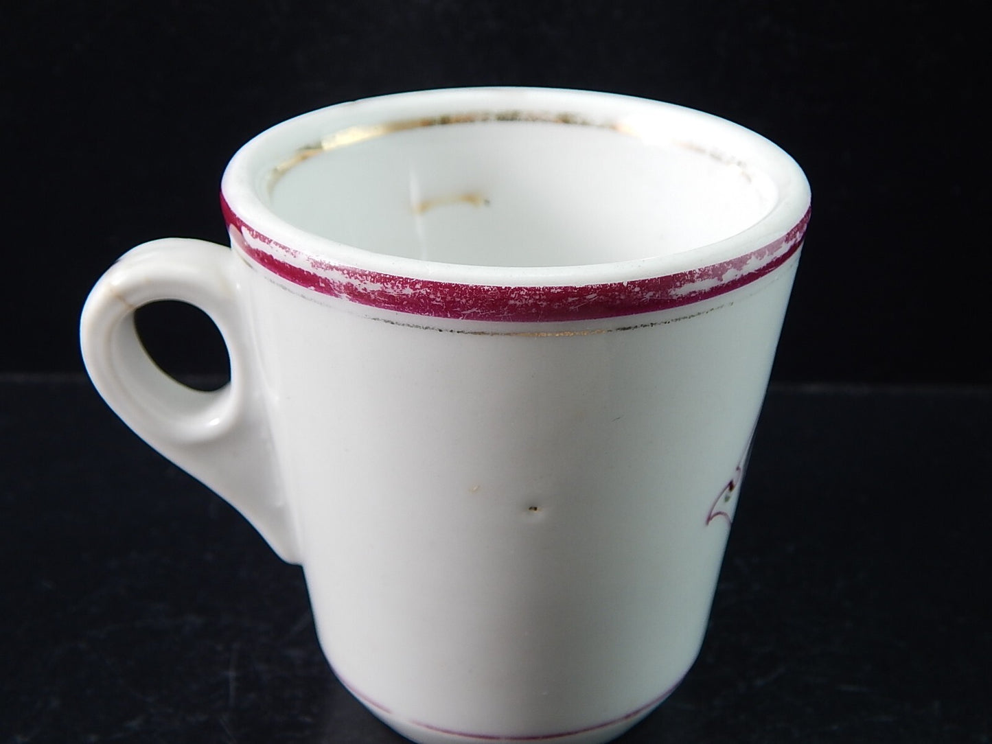 GINORI DOCCIA ANTICA RARA TAZZA PORCELLANA 1860 CON MONOGRAMMA #2076