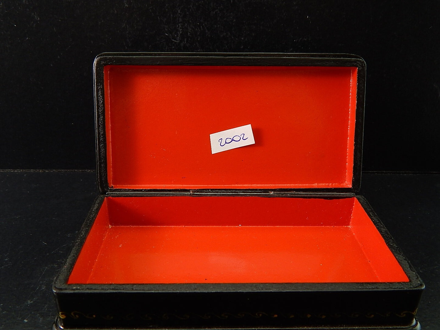 VINTAGE PREZIOSA SCATOLA COFANETTO RUSSO LEGNO LACCATO DIPINTA E FIRMATA #