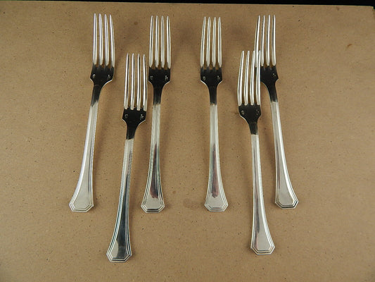 VINTAGE ARGENTERIA SAMBONET G S SET 6 FORCHETTE ARGENTATE MODELLO DECO'