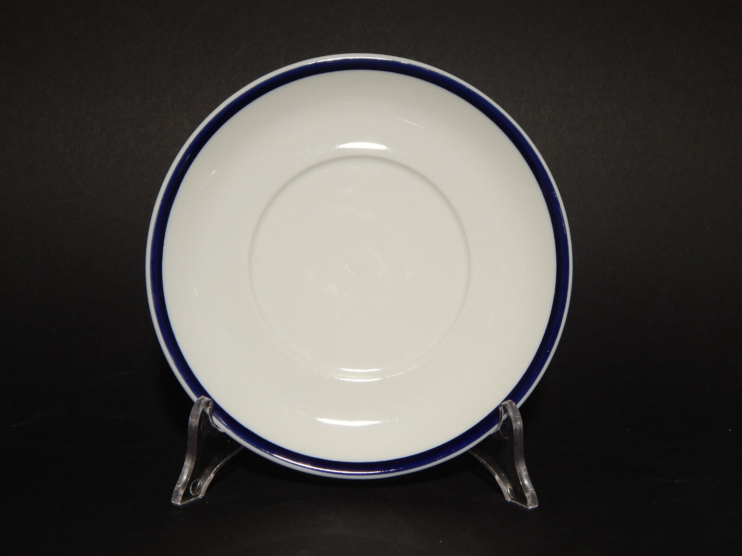 VINTAGE SERVIZIO 6 TAZZE BRODO PORCELLANA BIANCA PROFILO BLU G BENEDIKT GROUP