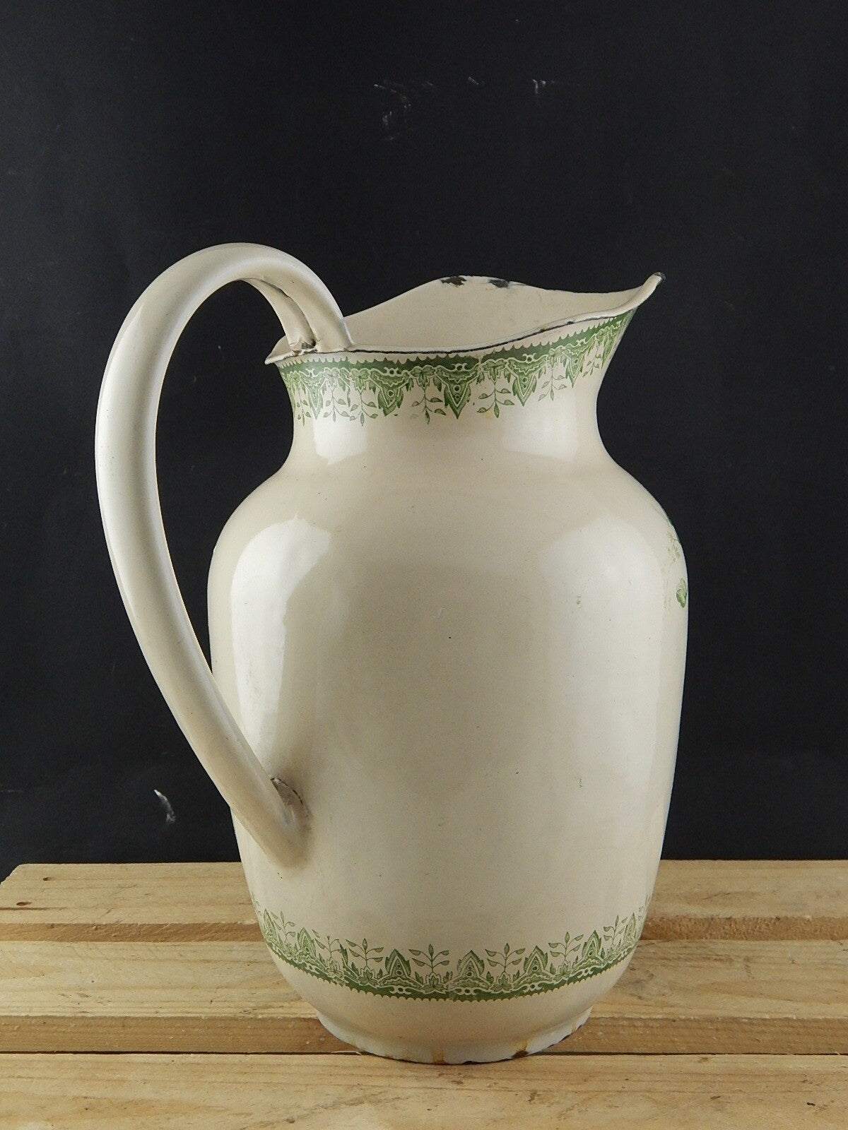 ANTICA ESCLUSIVA BROCCA VERSATOIO LATTA SMALTATA PORCELLANATA DECORO FLOREALE