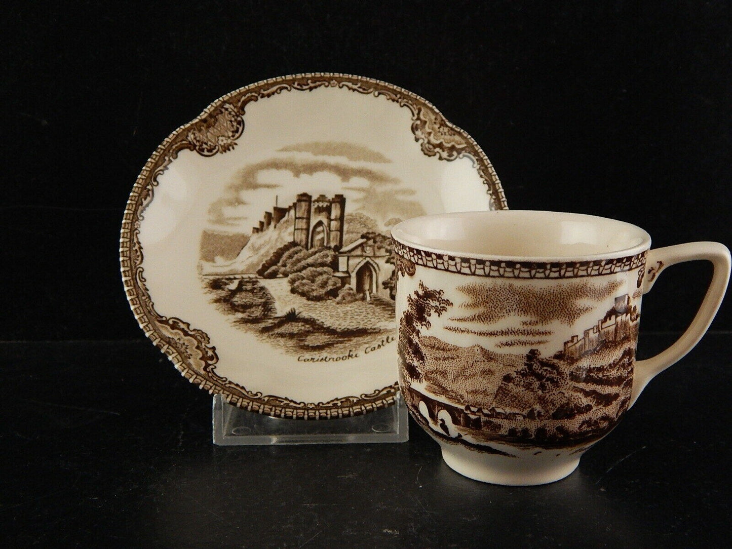 VINTAGE JOHNSON BROS OLD BRITAIN CASTLE TAZZINA CAFFE SEMI-PORCELLANA MARRONE