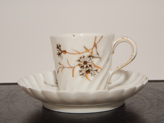 ANTICA ART NOUVEAU TAZZINA CAFFE' PORCELLANA HAVILAND & CO LIMOGES FIORI ROVO ¶