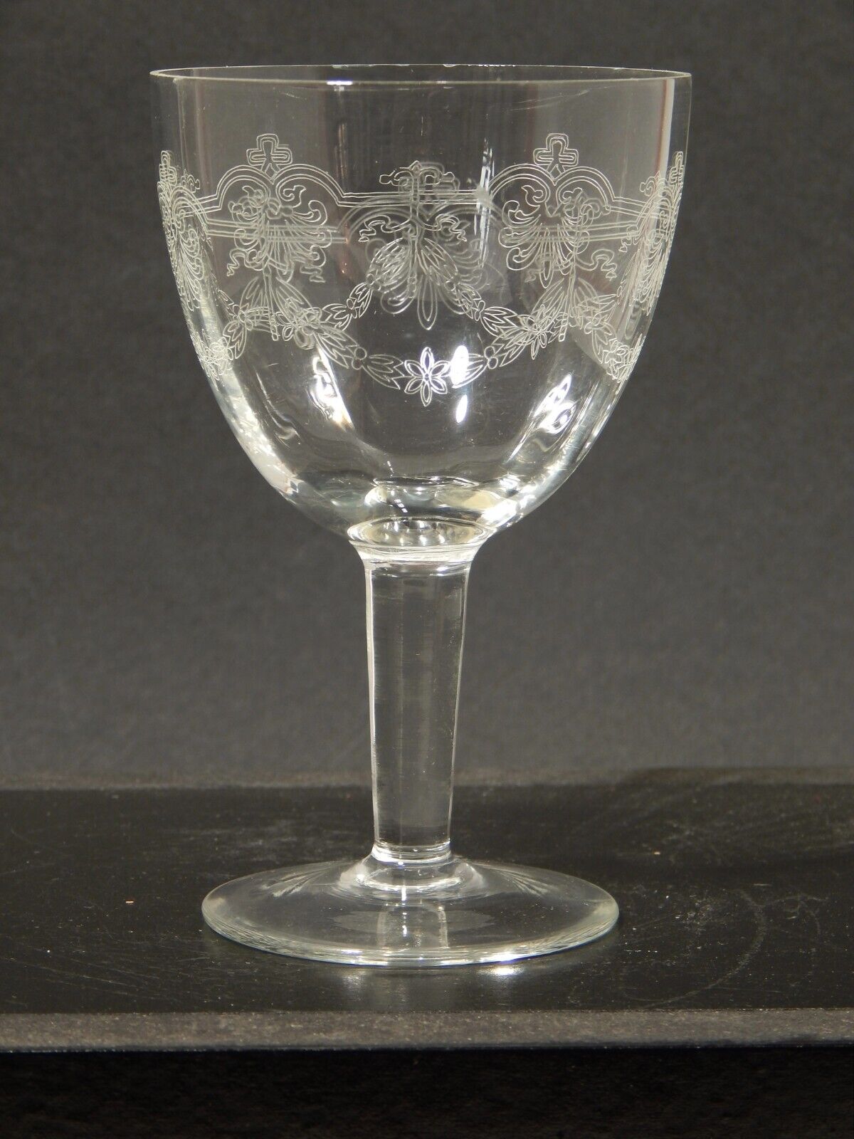 ANTICO LIBERTY PREZIOSO SET 6 CALICI IN CRISTALLO BOEMIA GHIRLANDA INCISA