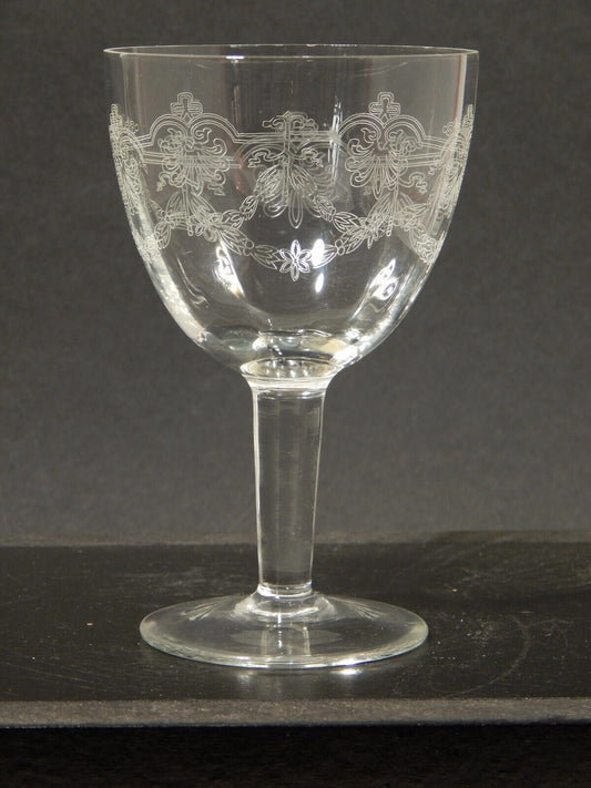 ANTICO LIBERTY PREZIOSO SET 6 CALICI IN CRISTALLO BOEMIA GHIRLANDA INCISA