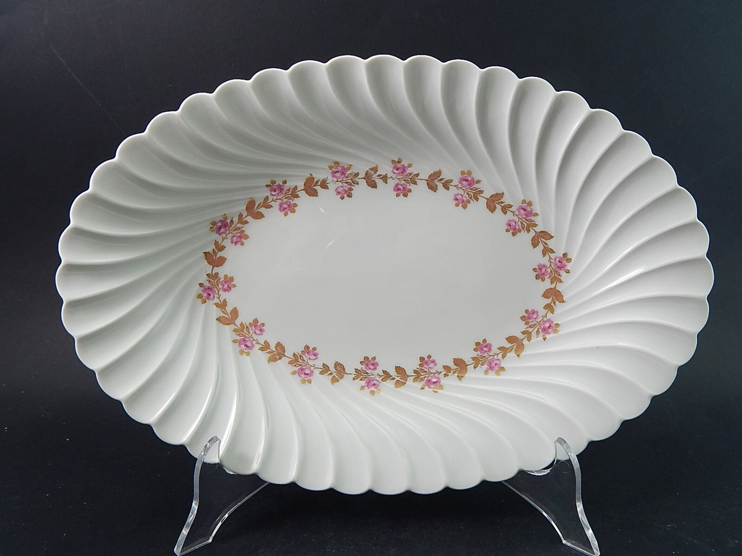 VINTAGE ELEGANTE VASSOIO OVALE PORCELLANA BIANCA FIORELLINI LIMOGES HAVILAND