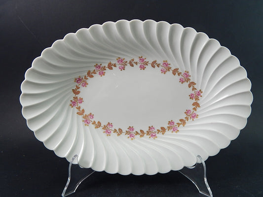 VINTAGE ELEGANTE VASSOIO OVALE PORCELLANA BIANCA FIORELLINI LIMOGES HAVILAND