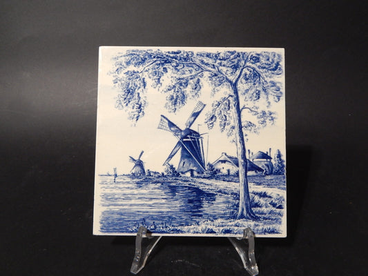 VINTAGE AUTENTICA PIASTRELLA MATTONELLA PORCELLANA DELFTS BLAUW BIANCO BLU