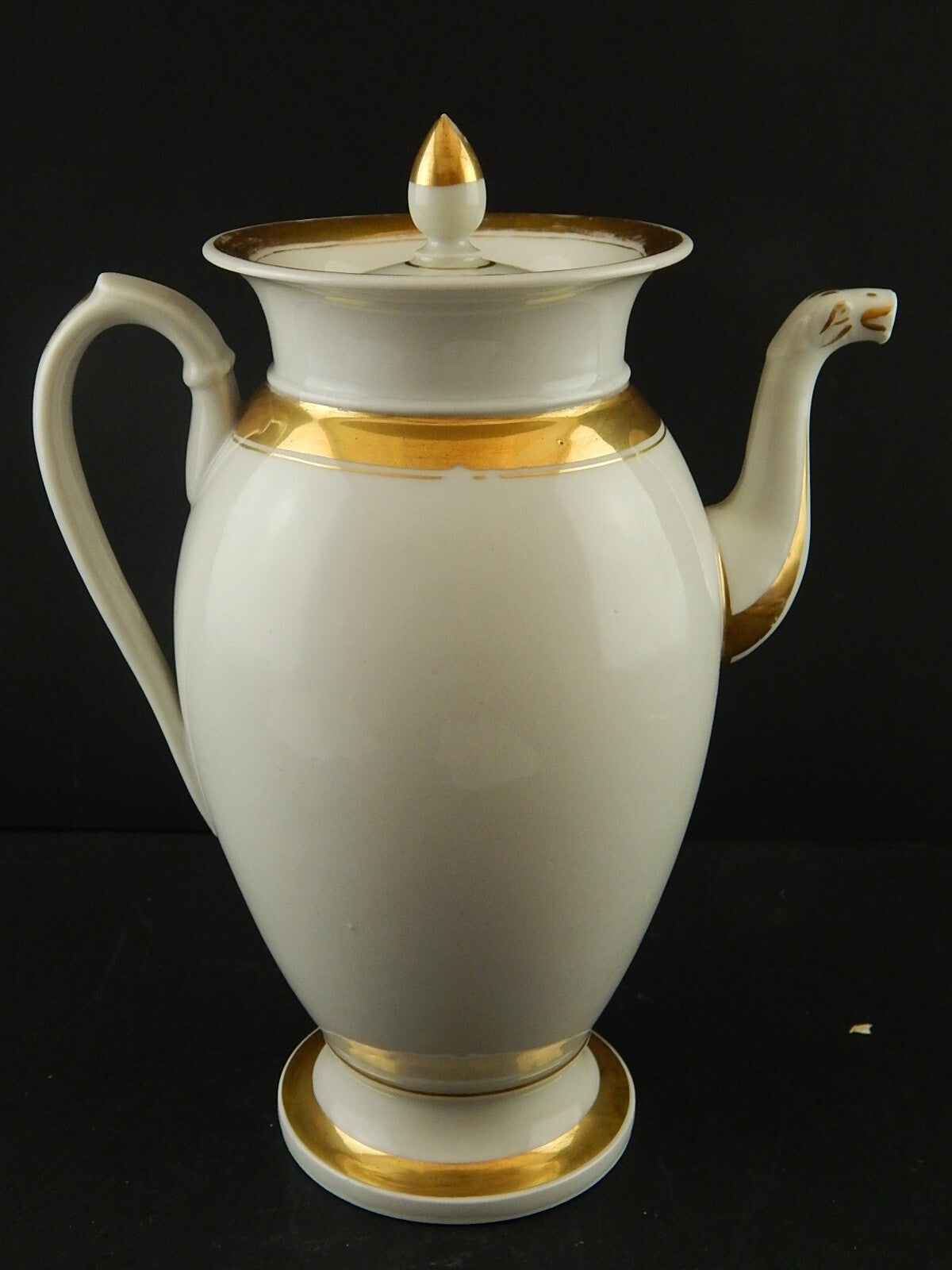 ANTICA RARA PREZIOSA CAFFETTIERA IMPERO PORCELLANA BIANCA ORO INIZIO 1800