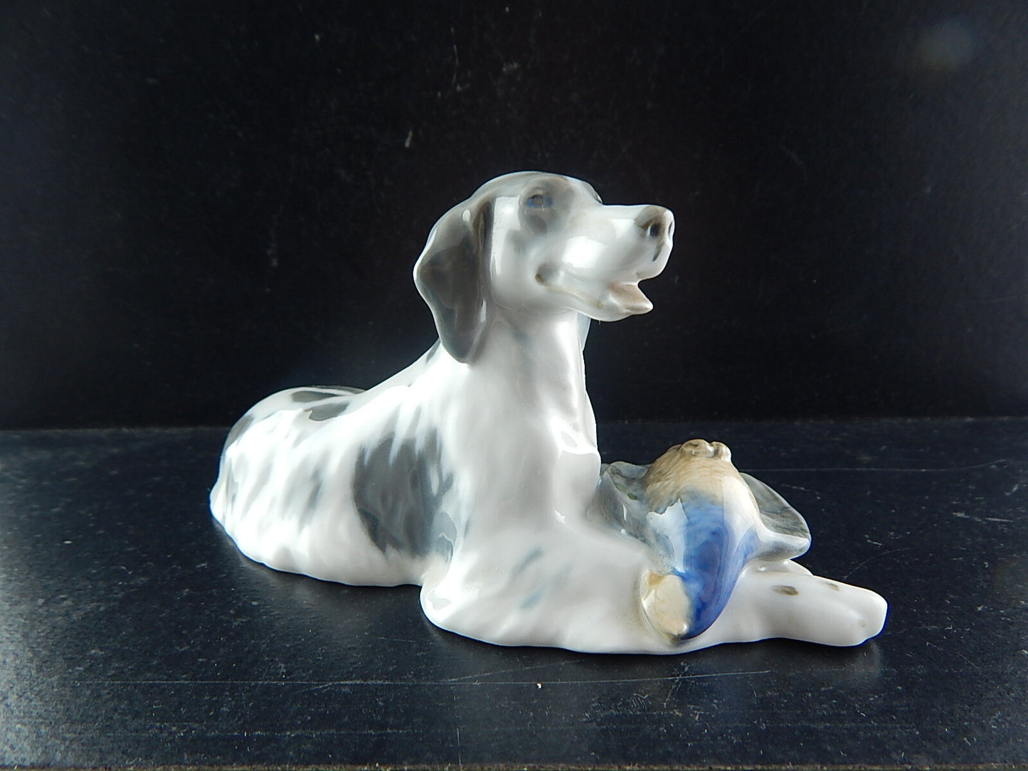 VINTAGE ROYAL COPENHAGEN RARA AUTENTICA STATUINA PORCELLANA SETTER CON FAGIANO