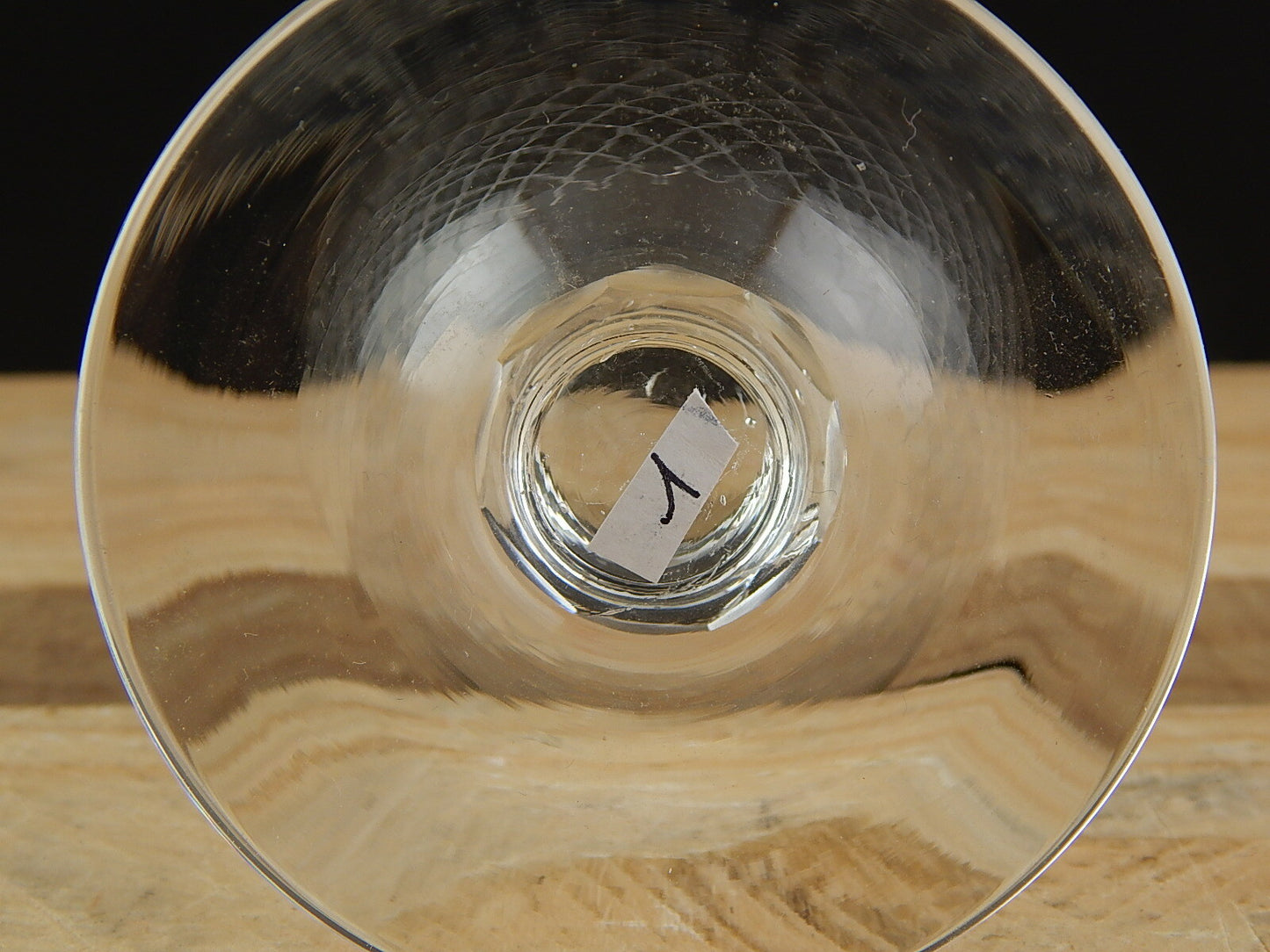 ANTICO BICCHIERE CALICE CRISTALLO INCISO PUNTA DIAMANTE ART DECO