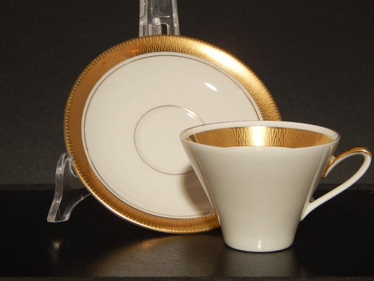 ANTICA ART DECO TAZZINA CAFFE' PORCELLANA COLOR CREMA ORO VOHENSTRAUSS BAVARIA