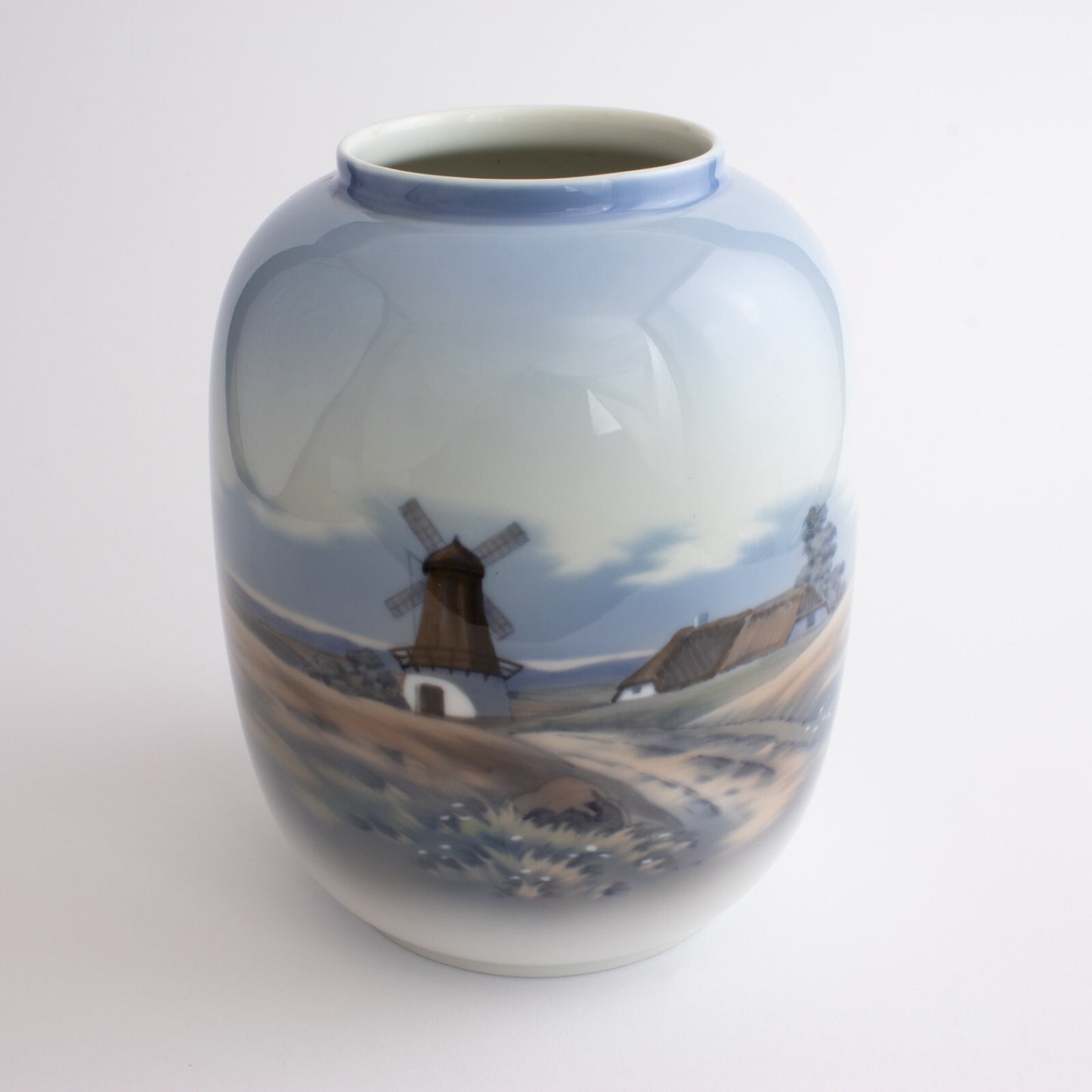 VASO PORCELLANA LYNGBY COPENHAGEN "Mulino di Campagna" VINTAGE HANDPAINTED