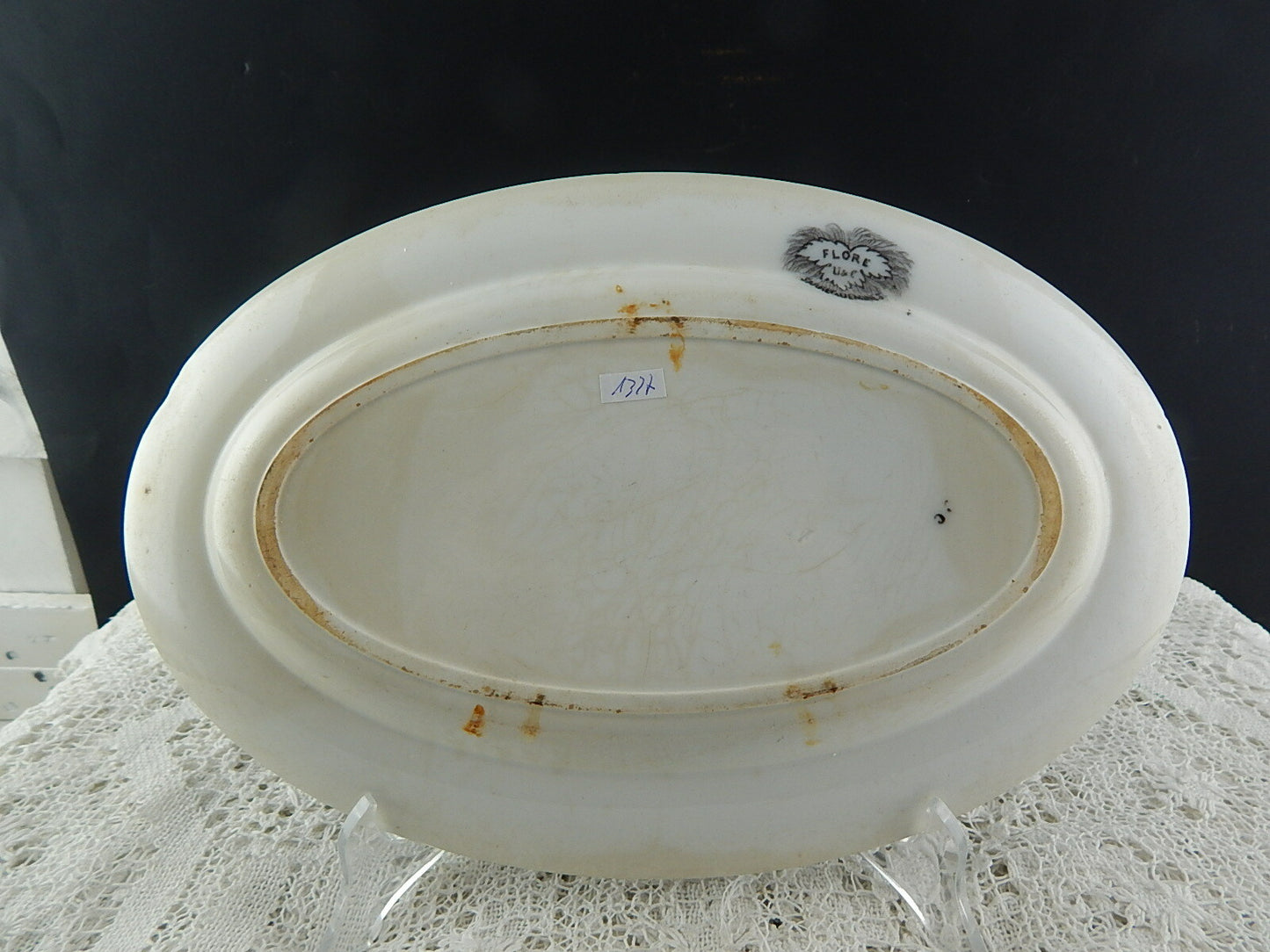 ANTICO VASSOIO CERAMICA SARREGUEMINES U&C COLLEZIONE FLORE 1800 ART NOUVEAU