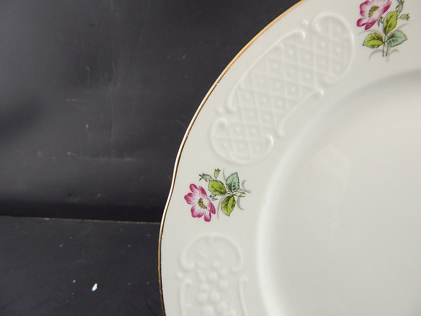 ANTICO RICHARD GINORI PIATTO PIANO PORCELLANA DECORO ROSA CANINA