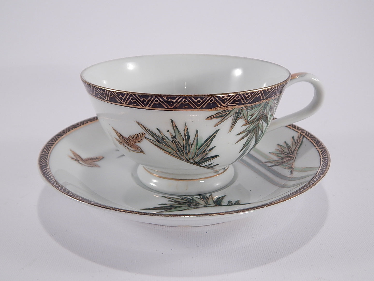 ANTICA PORCELLANA TAZZA TE' E PIATTINO GIAPPONE KUTANI JAPANESE CUP SAUCER