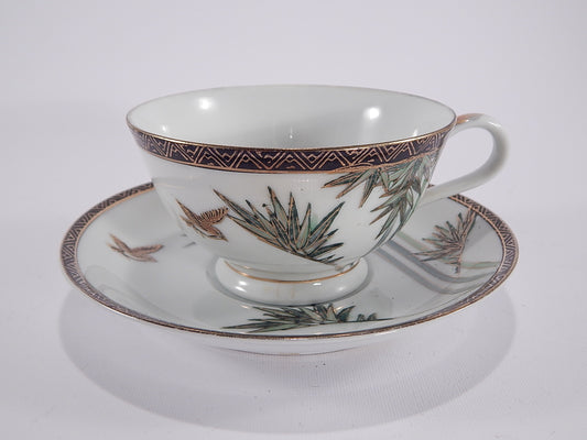 ANTICA PORCELLANA TAZZA TE' E PIATTINO GIAPPONE KUTANI JAPANESE CUP SAUCER