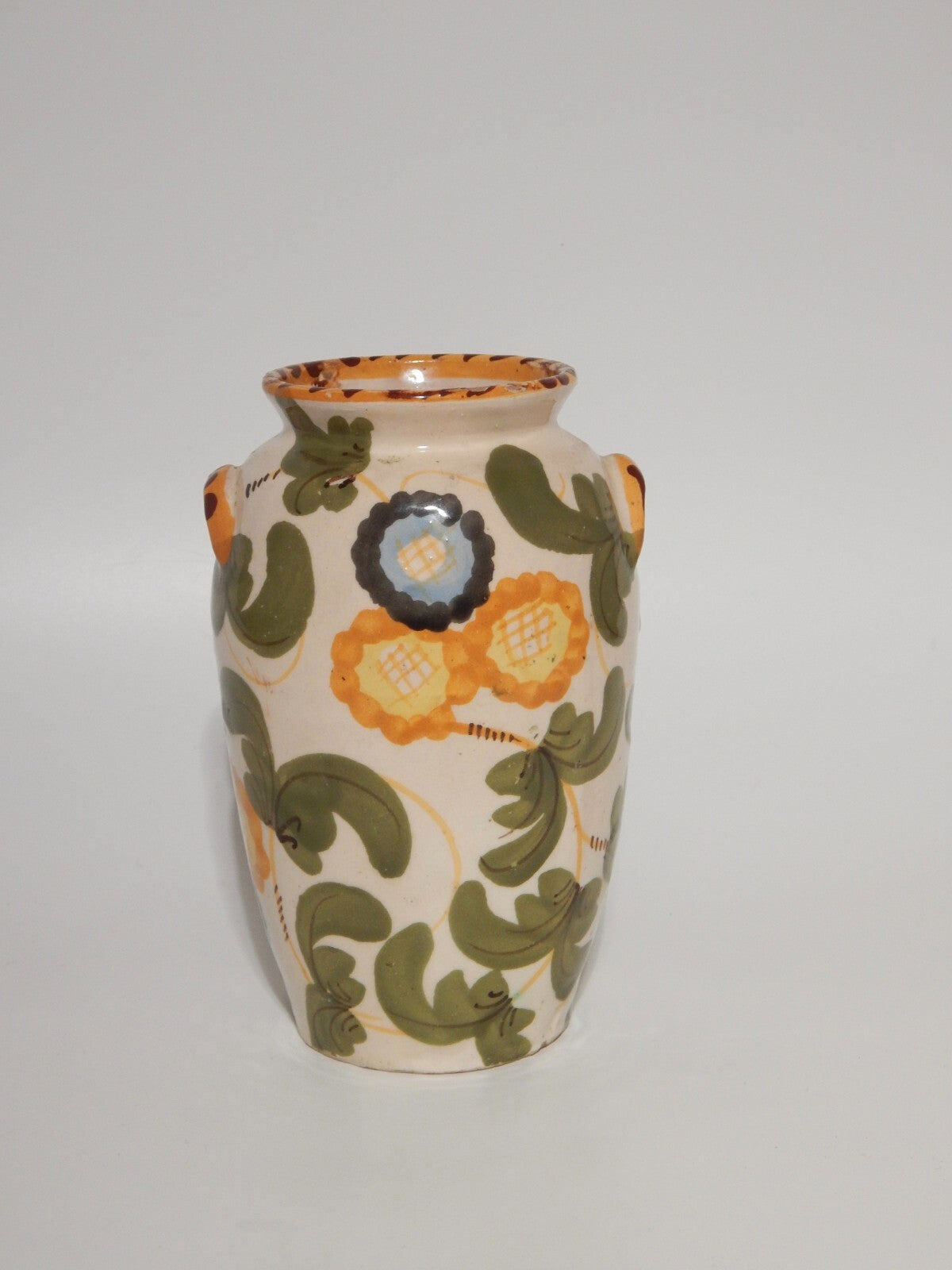 ANTICO ALBARELLO VASO MAIOLICA PROBABILE CERAMICA CANTAGALLI FIRENZE FINE '800