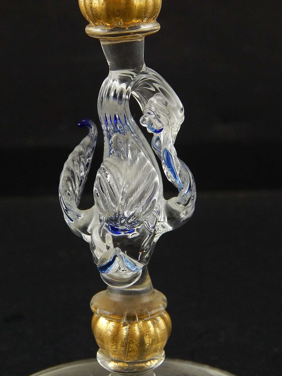 TIPETTO CALICE MURANO VETRO SOFFIATO RIGATO PESCE FIRMATO CORTELLA & BALLARIN