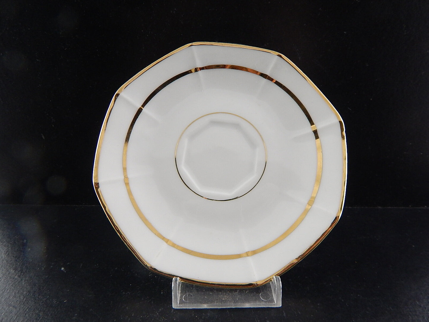 ANTICA TAZZA CAFFÈ CON PIATTINO ART DECO LIMOGES PORCELLANA BIANCA E ORO
