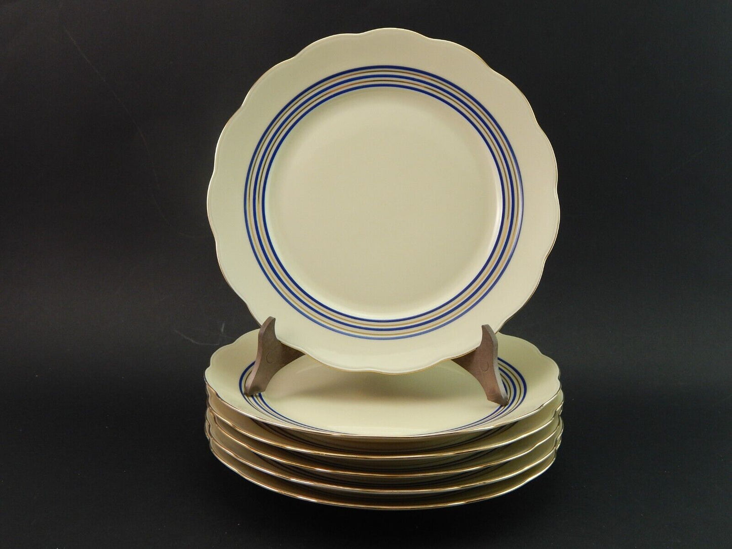 ANTICO DEL 1931 ART DECO SERVIZIO 6 PIATTI PIANI PORCELLANA MITTERTEICH BAVARIA