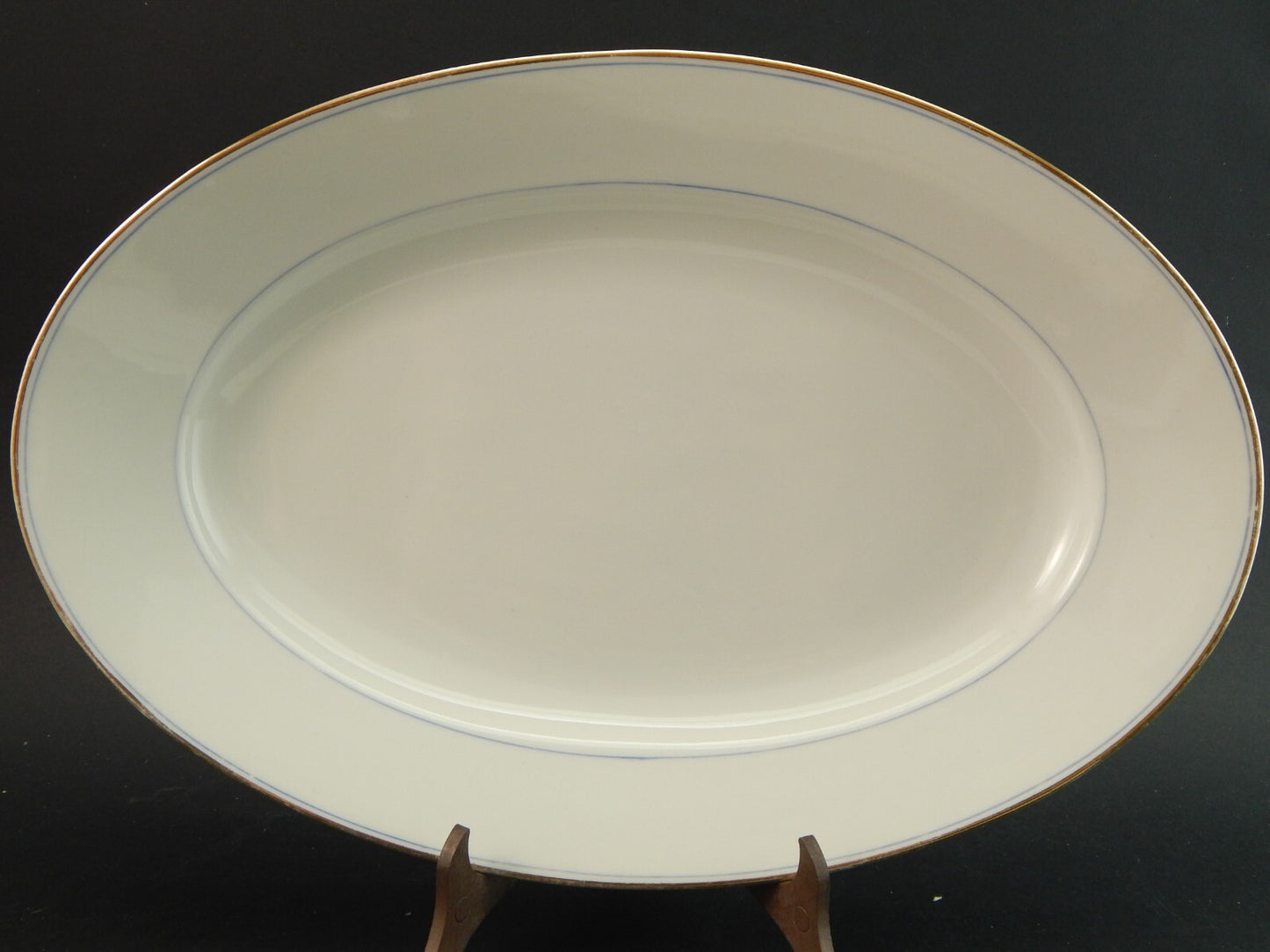 ANTICO DEL 1929 VASSOIO OVALE PORCELLANA RICHARD GINORI PROFILO BLU E ORO