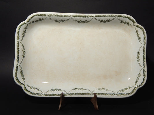 ANTICO RARO VASSOIO CERAMICA PETRUS REGOUT DECORO MARIE IN VERDE MAASTRICHT #