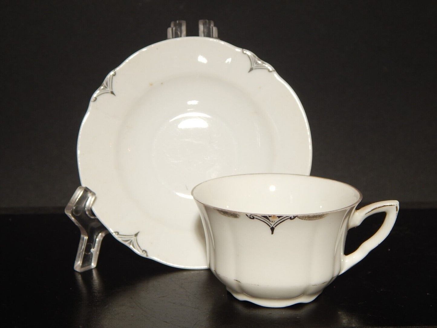 ANTICA TAZZINA CAFFE' PORCELLANA BIANCA E ARGENTO WINTERLING BAVARIA #1287