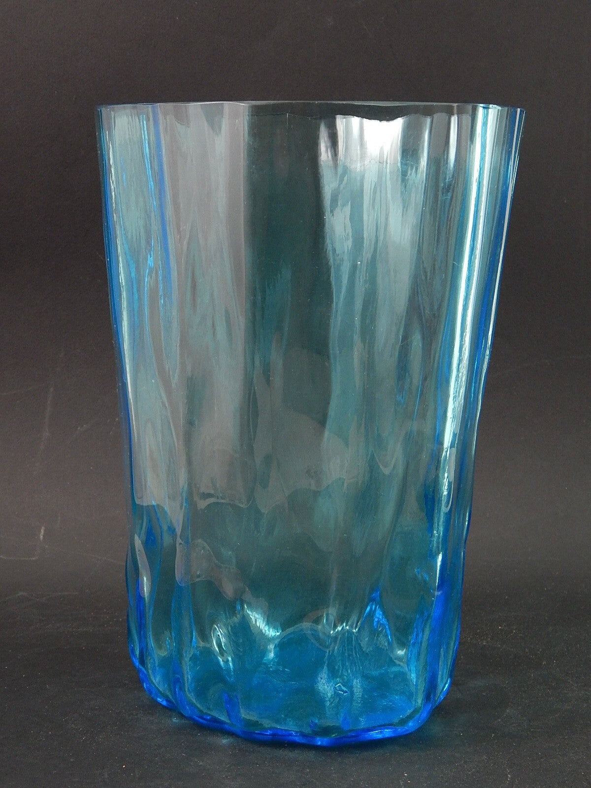 VINTAGE ORIGINALE VASO VETRO SOFFIATO ACQUA MARINA VETRI MURANO AURELIANO TOSO