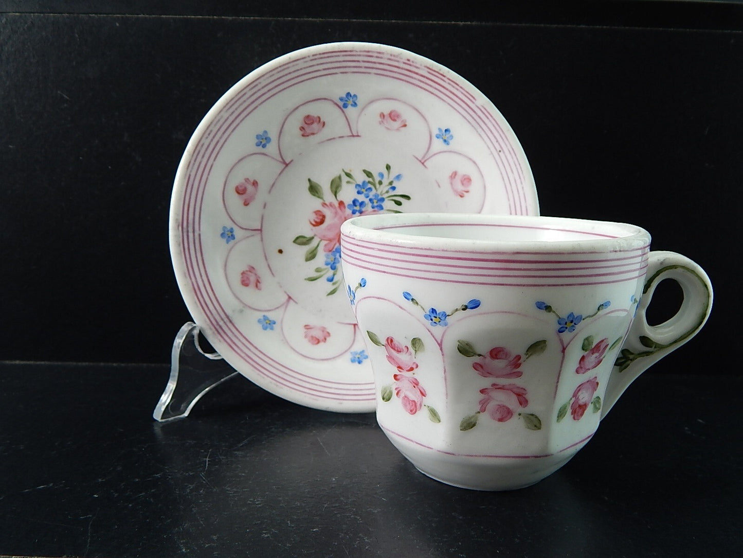 ANTICA TAZZA IMPERO PORCELLANA DOPPIO SPESSORE VECCHIO PARIGI DIPINTA PRIMO '800