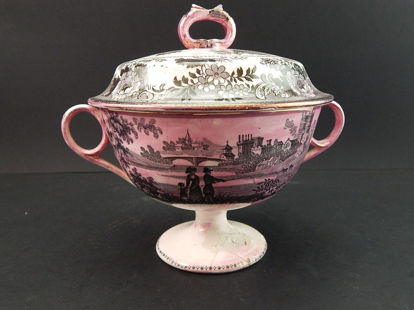 DAVENPORT 1830 DURHAM ANTICA CERAMICA ZUCCHERIERA PORTA DOLCI DANNEGGIATA