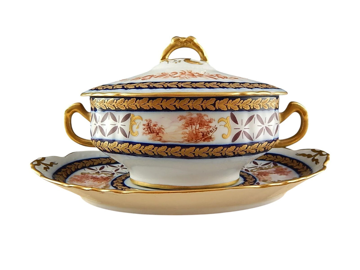 ANTICA 1922 SALSIERA PICCOLA ZUPPIERA PORCELLANA MARCHIO SEVRES DECORATORE DENIS
