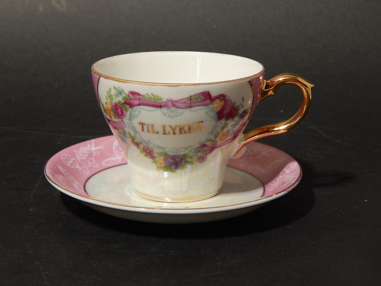 ANTICA TAZZA TE' PORCELLANA A LUSTRO ART NOUVEAU LIBERTY TIL LIKKE