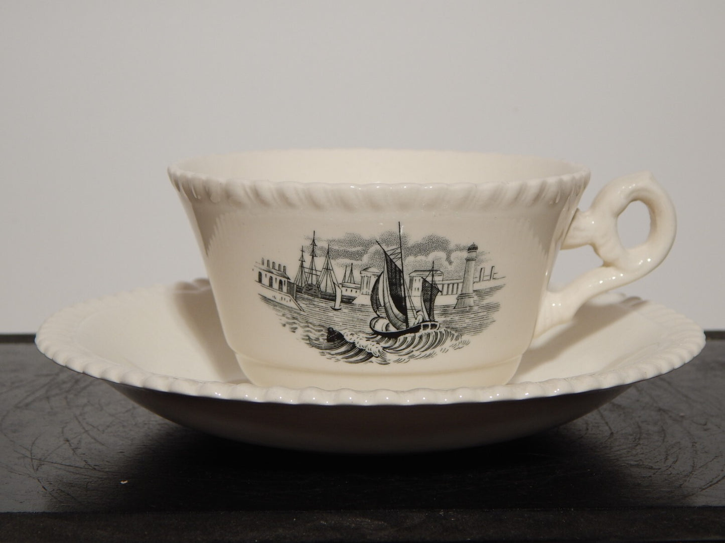 ANTICO RARO SERVIZIO TE' INGLESE SEMI PORCELLANA COPELAND SPODE PAESAGGIO MARINO