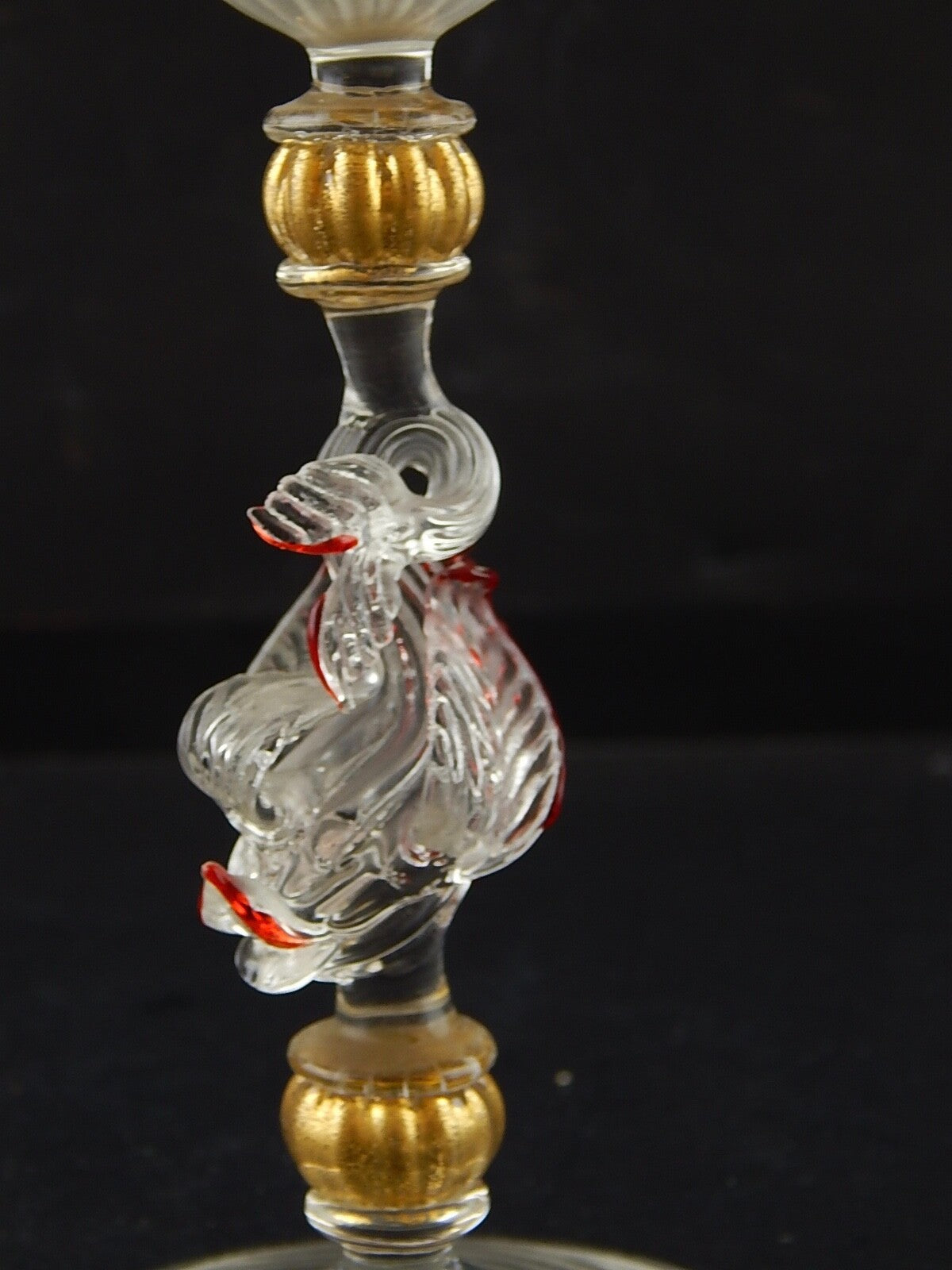 TIPETTO CALICE MURANO VETRO SOFFIATO RIGATO PESCE FIRMATO CORTELLA & BALLARIN #