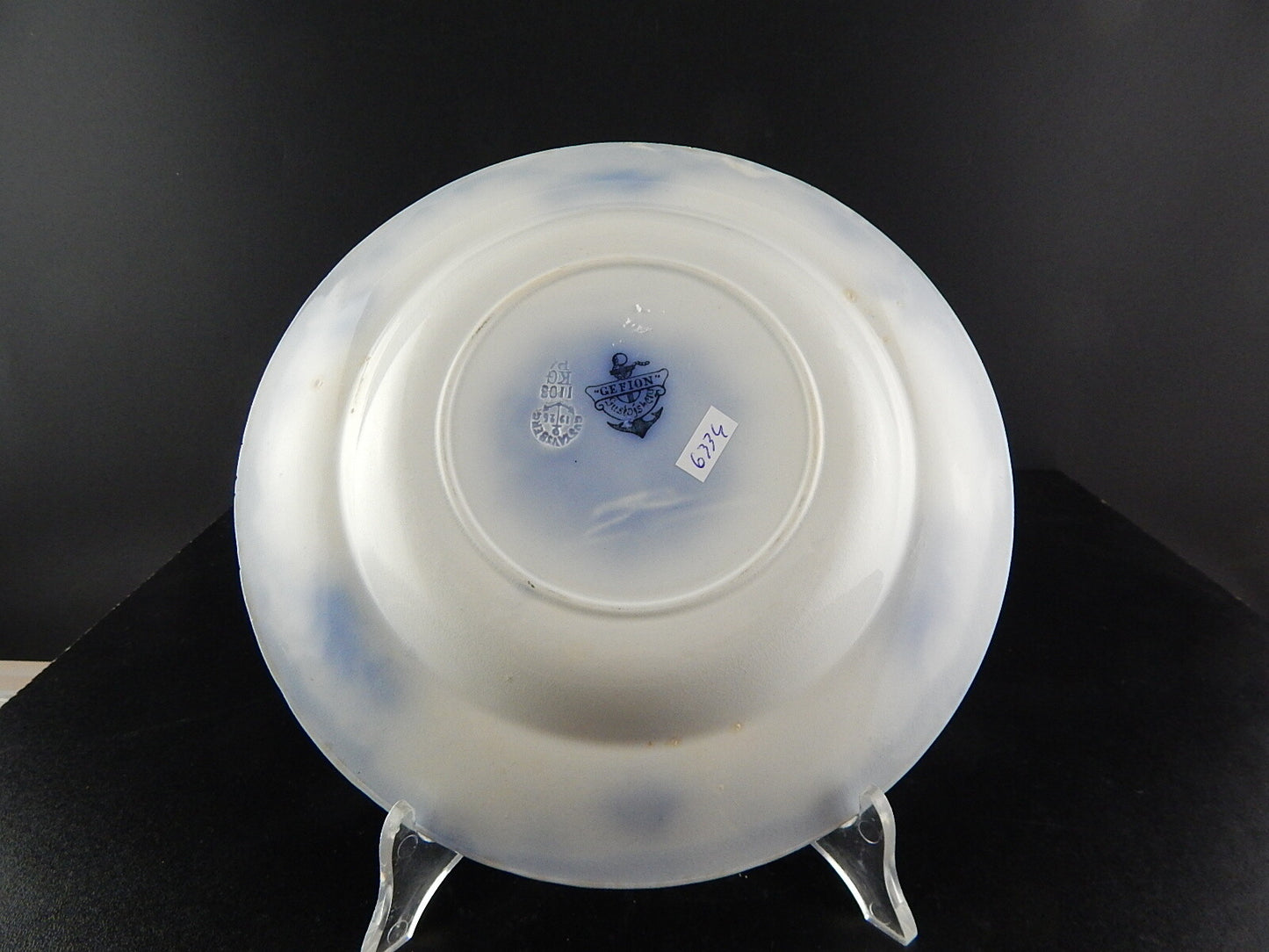 ANTICO AUTENTICO PIATTO FONDO PORCELLANA SECONDA META' 1800 GUSTAVSBERG #6334