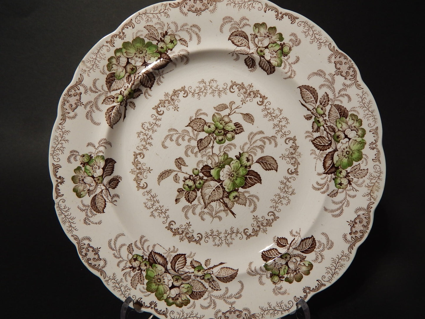 ANTICO 1850 PIATTO PIANO SEMI PORCELLANA INGLESE RIDGWAY &C. APPLE BLOSSOM #886