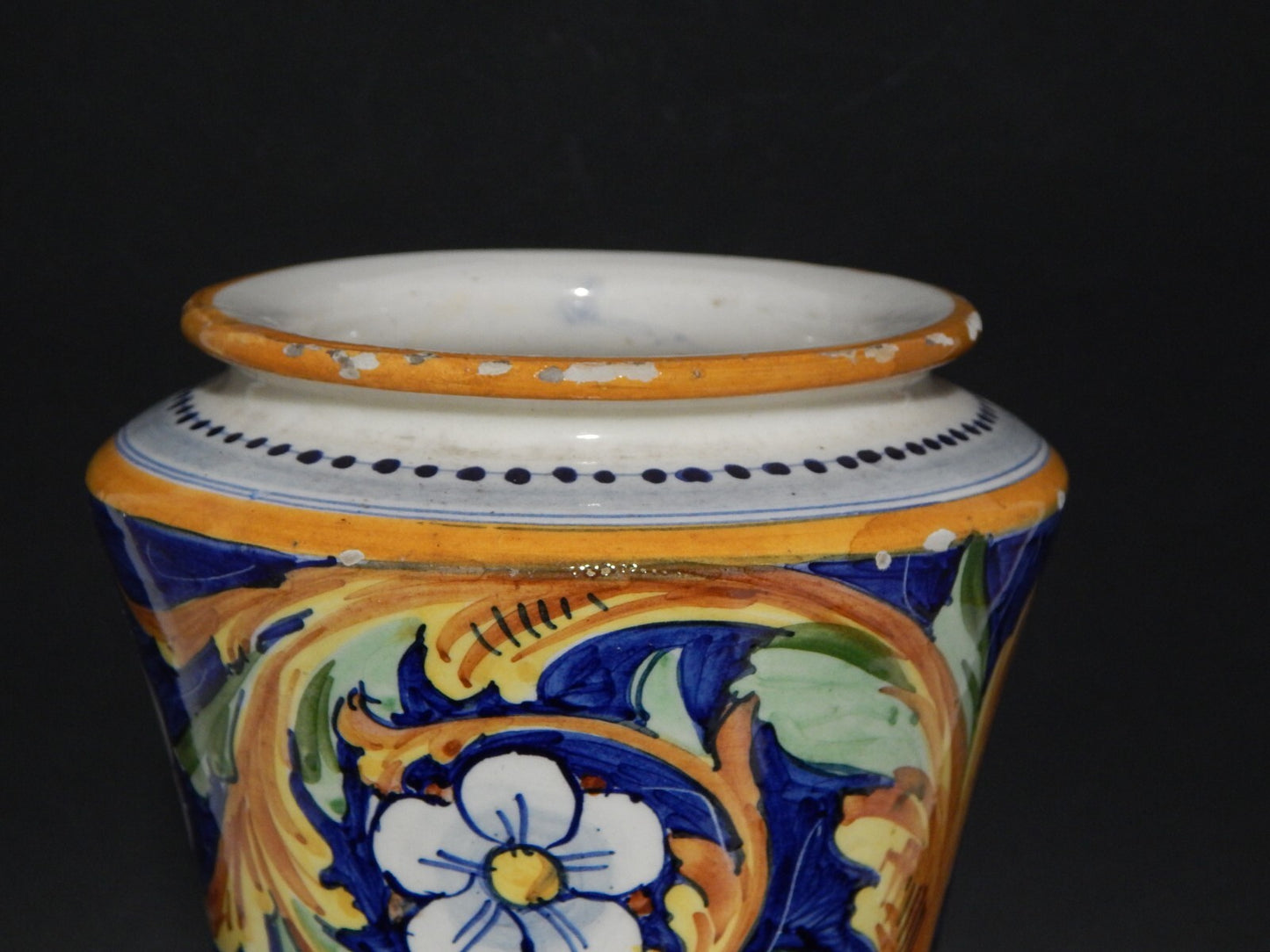 ANTICO VASO ALBARELLO CERAMICA CALTAGIRONE EPOCA 1800 COM STEMMA ARALDICO