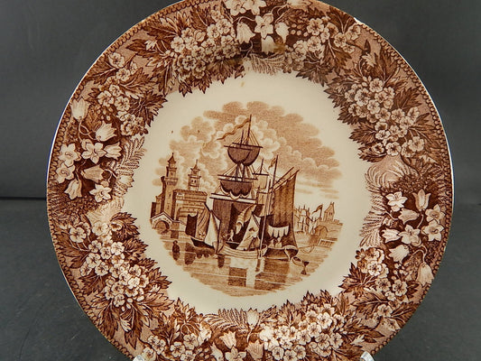 ANTICO PIATTO SEMI PORCELLANA RICHARD MILANO DECORO FERRARA META' 800 #A23