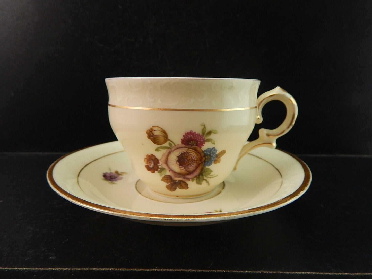 ANTICA TAZZA KPM COPENHAGEN PORCELLANA BOUQUET DI FIORI E ORO DEL 1924 #1209