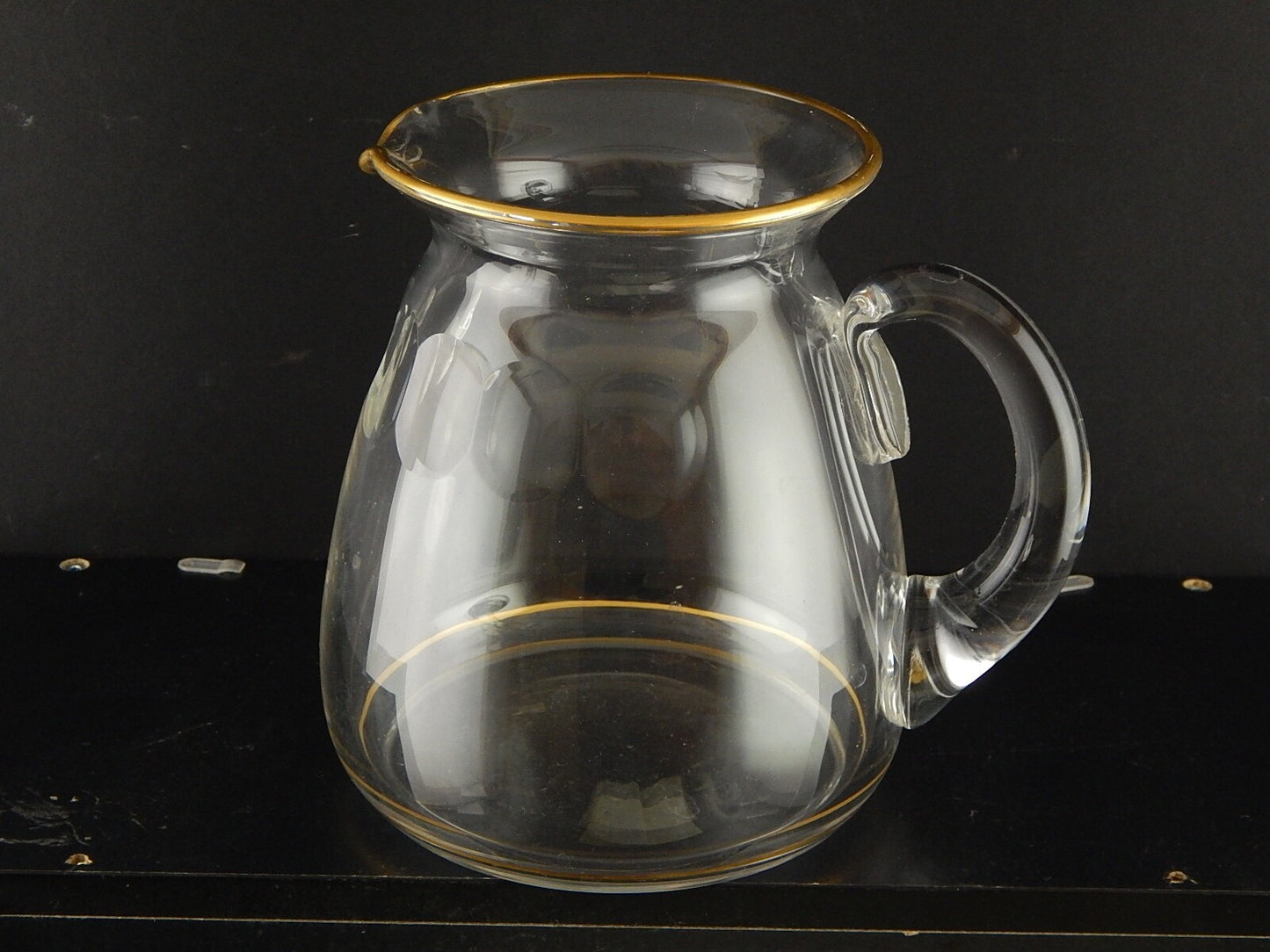 VAL ST LAMBERT FIRMATA ANTICA CARAFFA CRISTALLO MOLATO CON PROFILO ORO 24 K