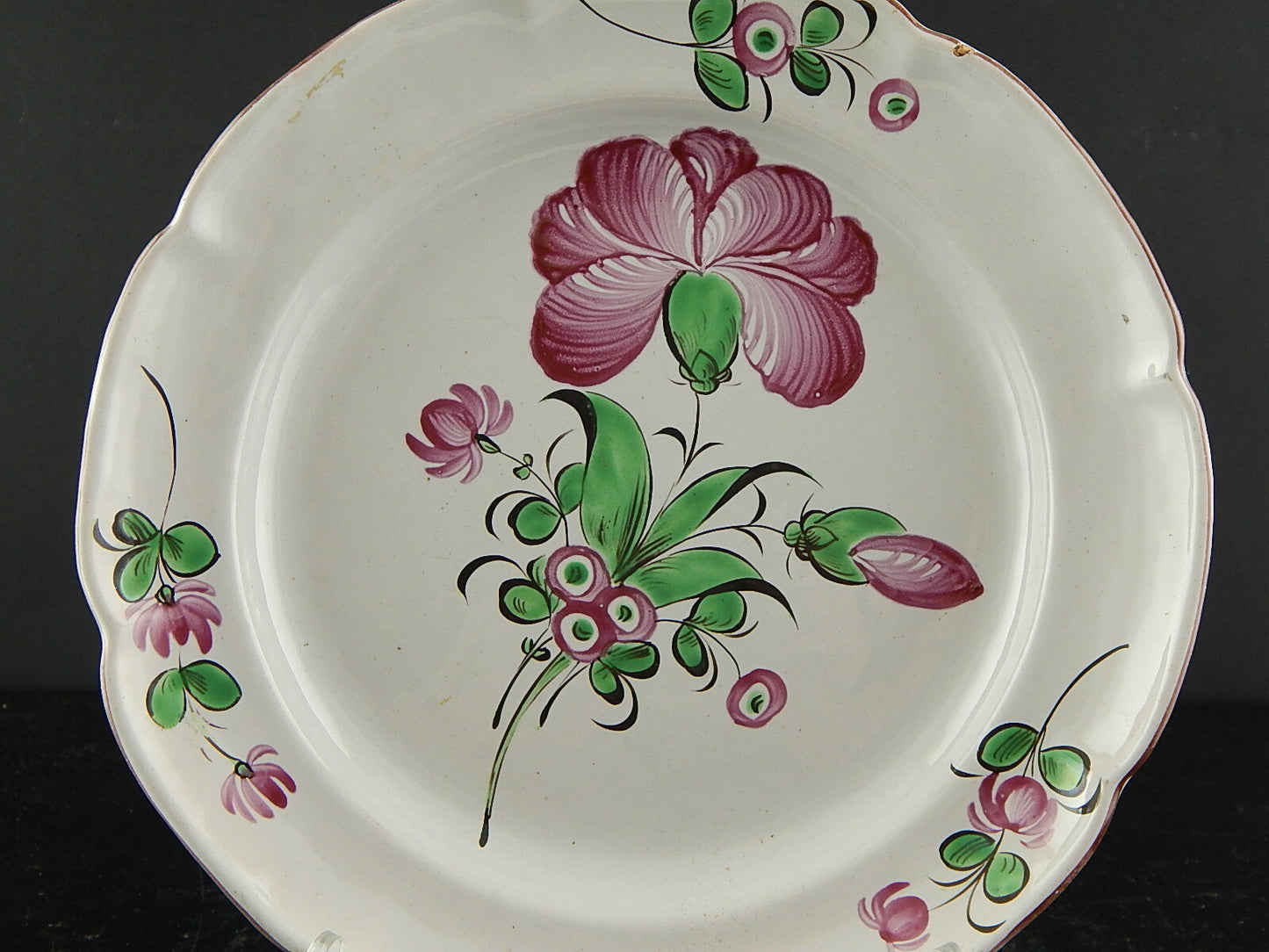 ANTICO 800 PIATTO CERAMICA MAIOLICA FIORI DIPINTI POLICROMI COLLEZIONE #6938