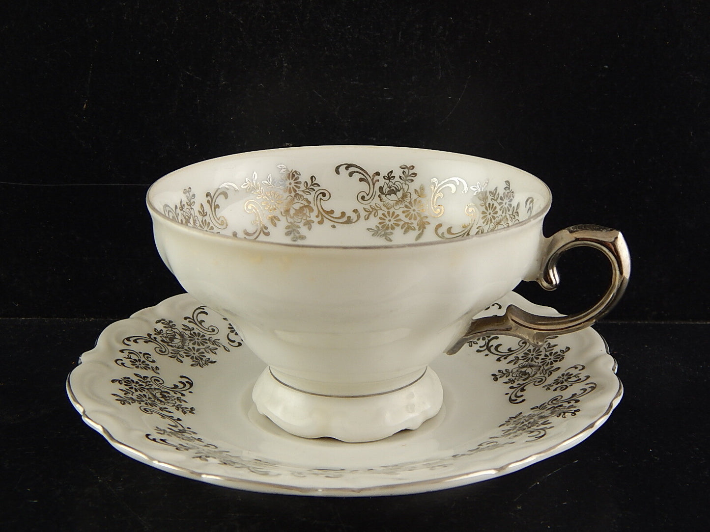 ANTICA ART DECO PREZIOSA TAZZA TE' PORCELLANA ARGENTO 925 WINTERLING BAVARIA