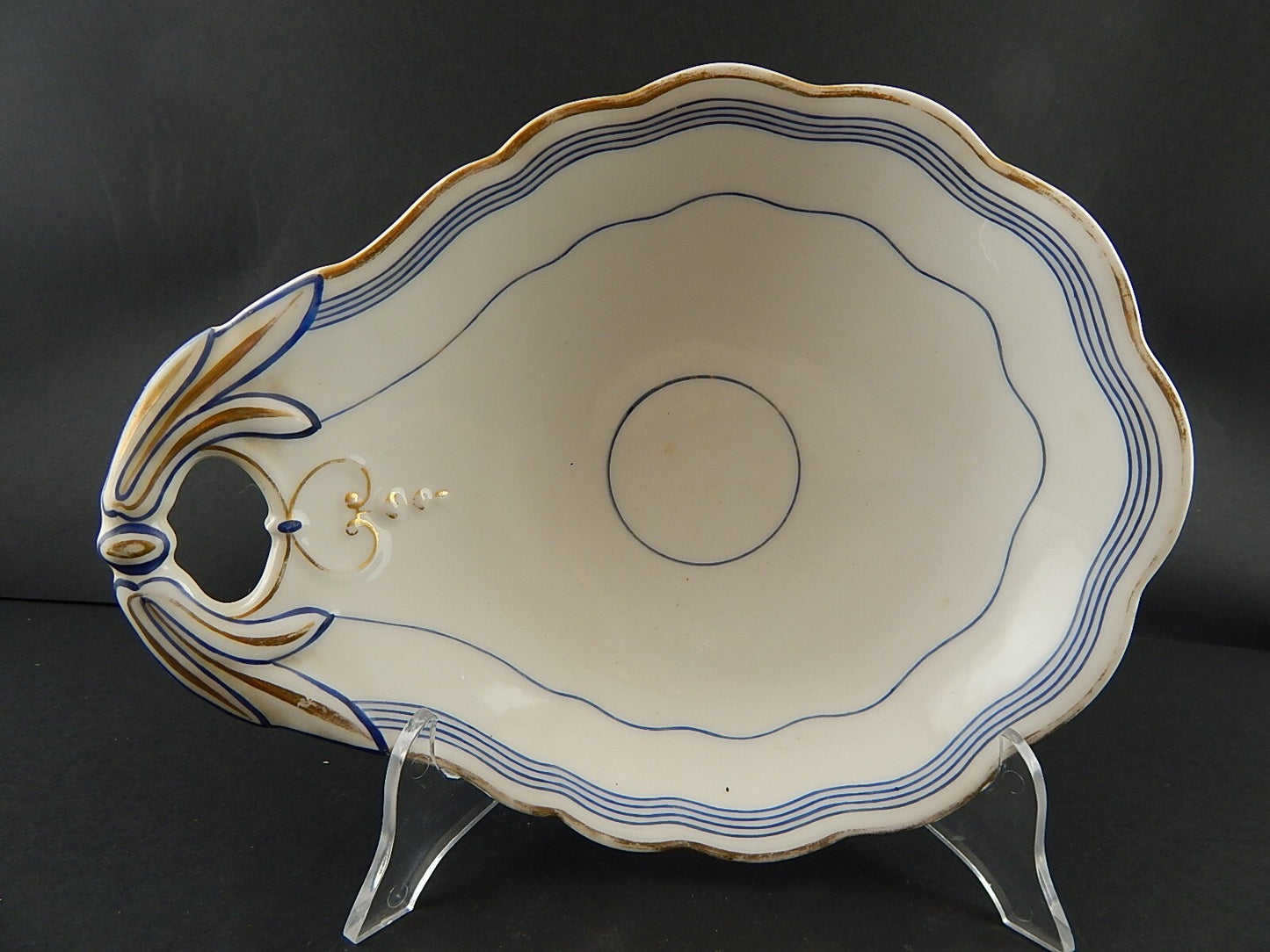 ANTICA RAVIERA CONCHIGLIA VASSOIO PORCELLANA PARIGI BIANCA BLU ORO NAPOLEONE III